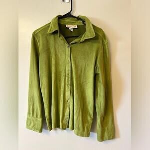 Jamaica Bay  button down shirt Material is polyester, but feels like velvet.